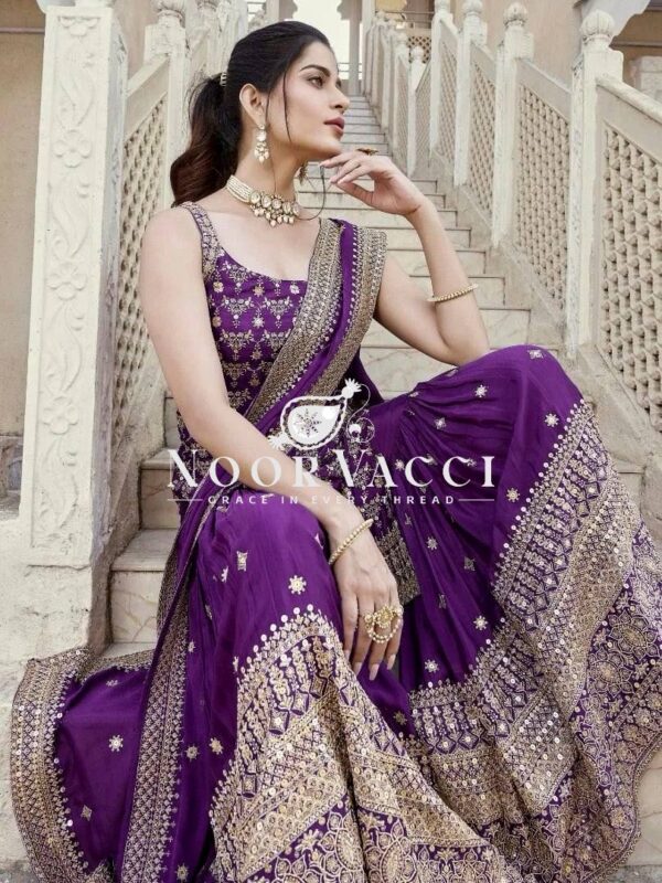 Buy Faux Georgette 9mm Sequin Embroidered Sharara Set with Dupatta - Image 2