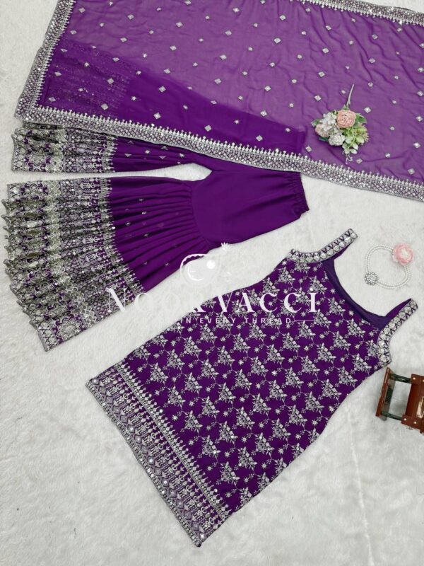 Buy Faux Georgette 9mm Sequin Embroidered Sharara Set with Dupatta - Image 5