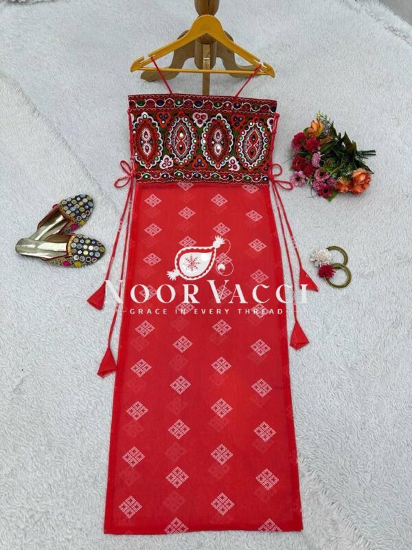 Shop Faux Georgette Real Mirror Embroidered Top with Dori Tie-Ups - Image 2
