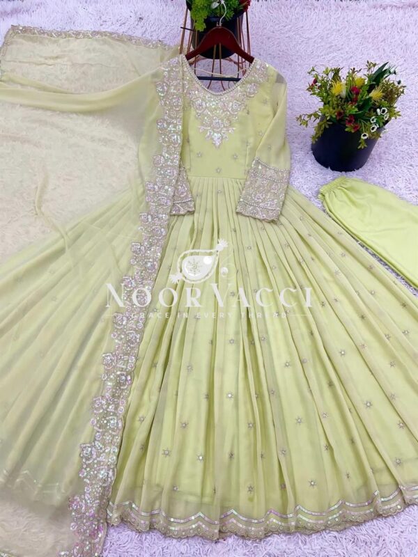 Buy Heavy Georgette Embroidered Rembo Sequence Gown with Dupatta and Bottom - Image 2
