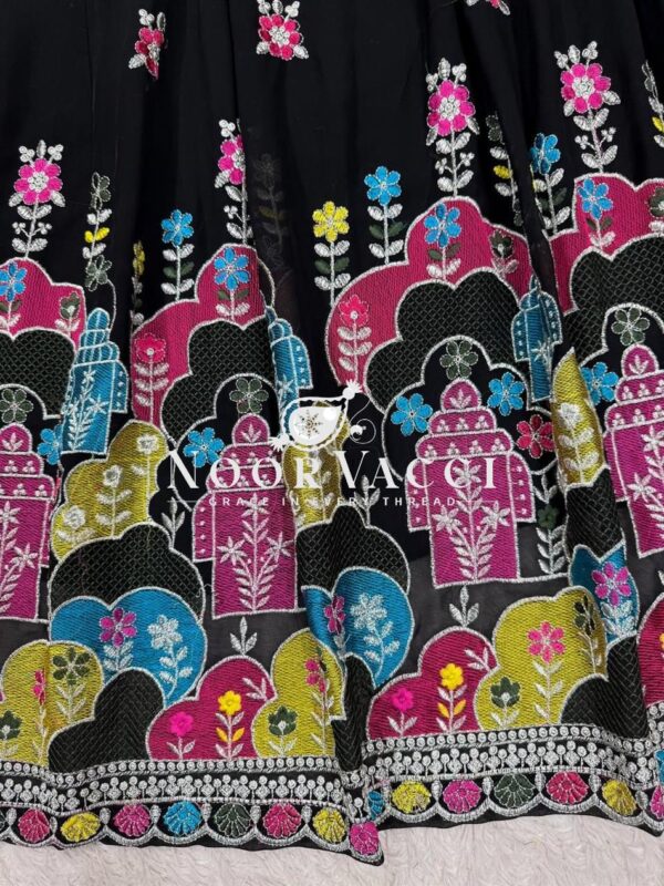 Buy Faux Georgette Heavy Embroidered Lehenga Set with Dupatta & Cancan Flair - Image 6