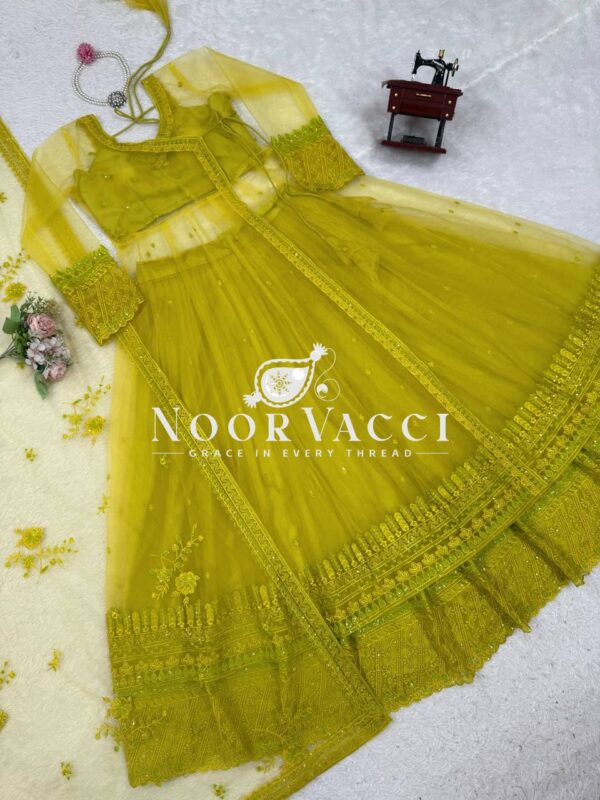 Buy Butterfly Net Kediya Shrug Lehenga Set with Dupatta & Blouse - Image 6