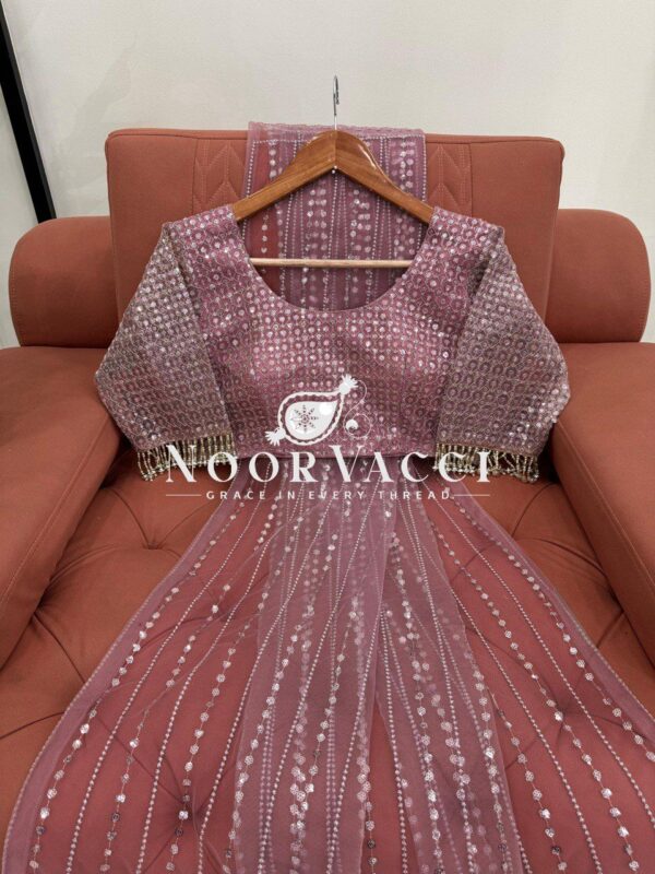 Buy Soft Net Embroidered Designer Saree with Matching Blouse - Image 3