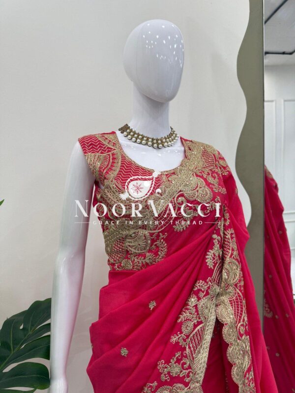 Buy Vichitra Silk Designer Saree with Coding and Sequence Work - Image 2