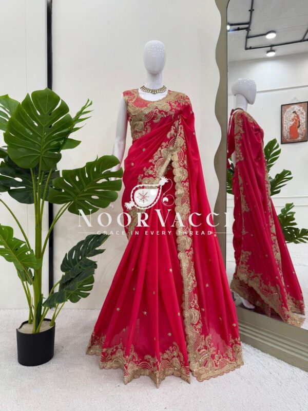 Buy Vichitra Silk Designer Saree with Coding and Sequence Work