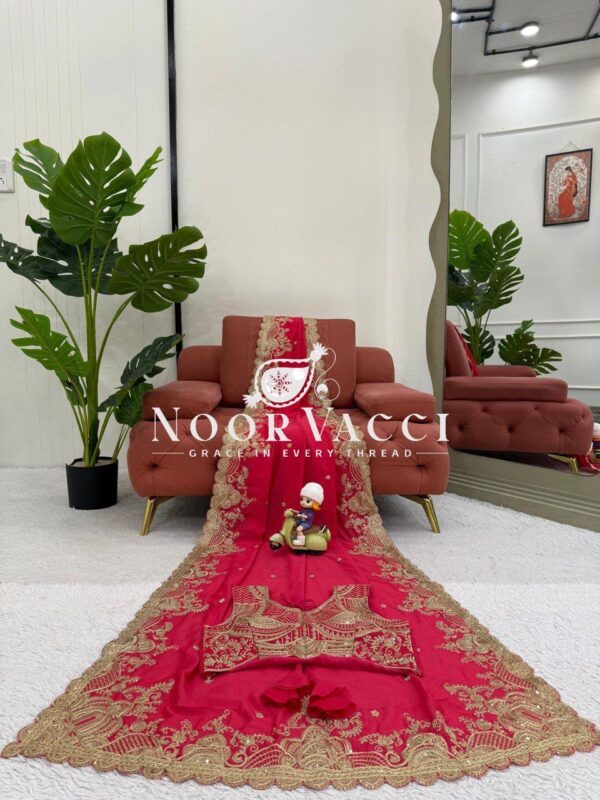 Buy Vichitra Silk Designer Saree with Coding and Sequence Work - Image 3