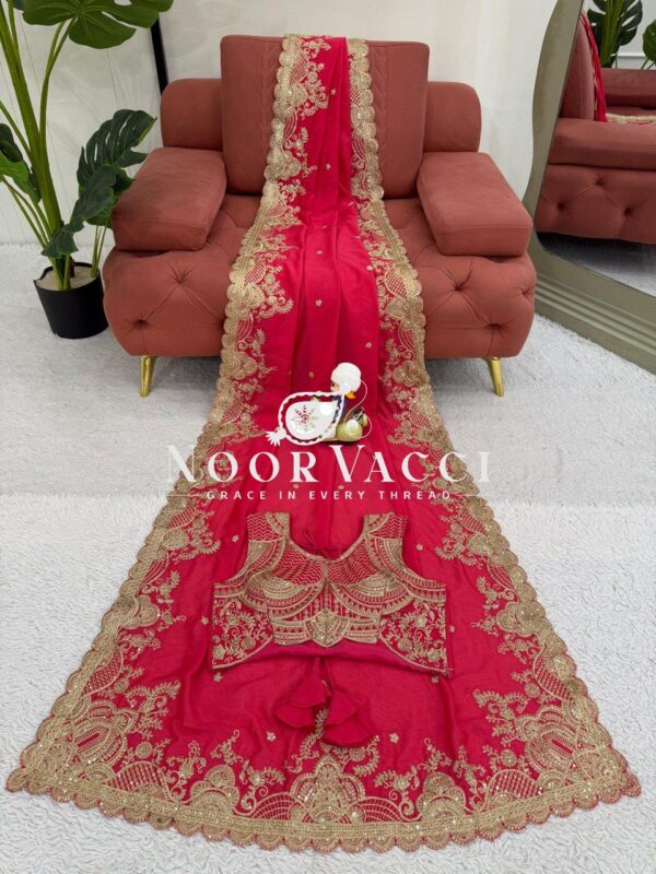 Buy Vichitra Silk Designer Saree with Coding and Sequence Work - Image 7