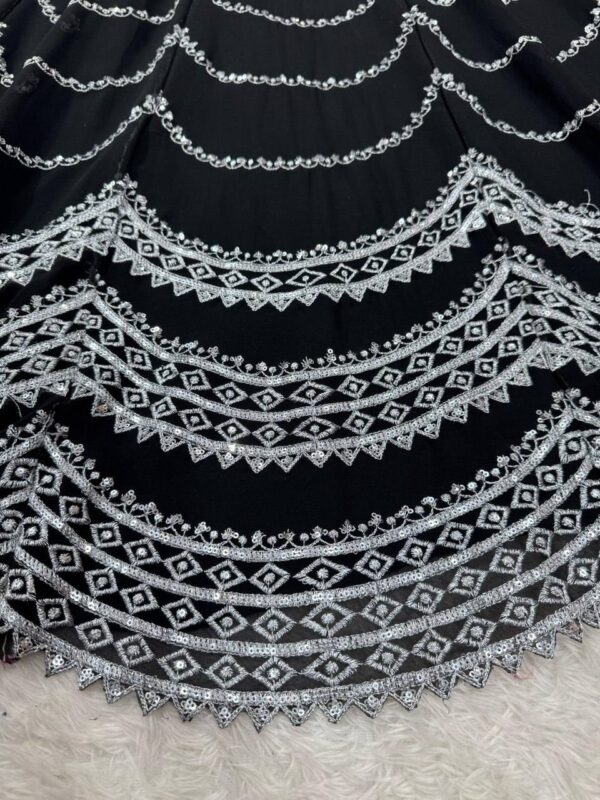 Shop Faux Georgette Embroidered Lehenga Set with Blouse and Dupatta - Image 8