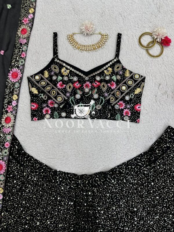 Buy Faux Georgette Embroidered Lehenga Set with Dupatta and Unstitched Choli - Image 6