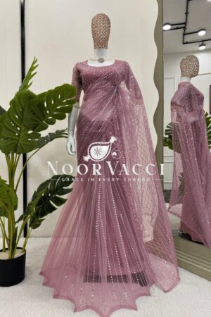 Buy Soft Net Embroidered Designer Saree with Matching Blouse