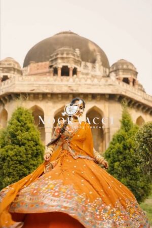 Buy Faux Georgette Designer Lehenga Set with Embroidered Dupatta