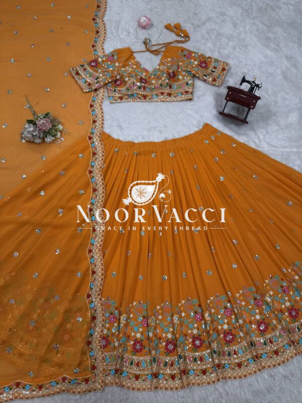 Buy Faux Georgette Designer Lehenga Set with Embroidered Dupatta - Image 14