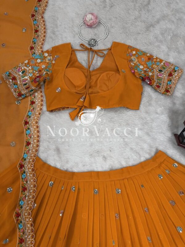 Buy Faux Georgette Designer Lehenga Set with Embroidered Dupatta - Image 13