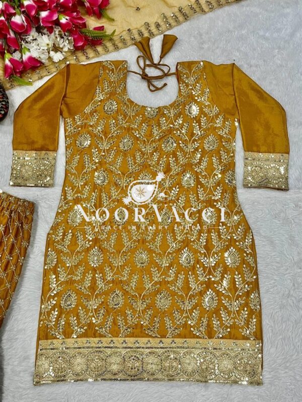 Buy Chinnon Silk Embroidered Sharara Palazzo Set with Dupatta - Image 4