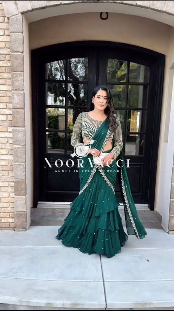 Buy Ready-to-Wear Lehenga Saree with Choli in Faux Georgette