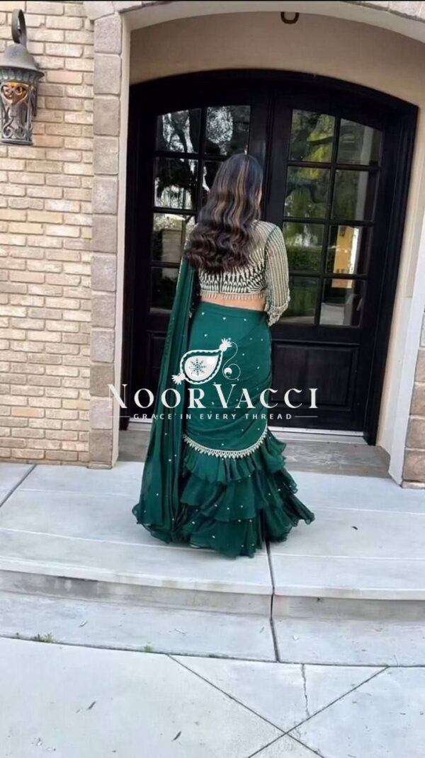 Buy Ready-to-Wear Lehenga Saree with Choli in Faux Georgette - Image 4