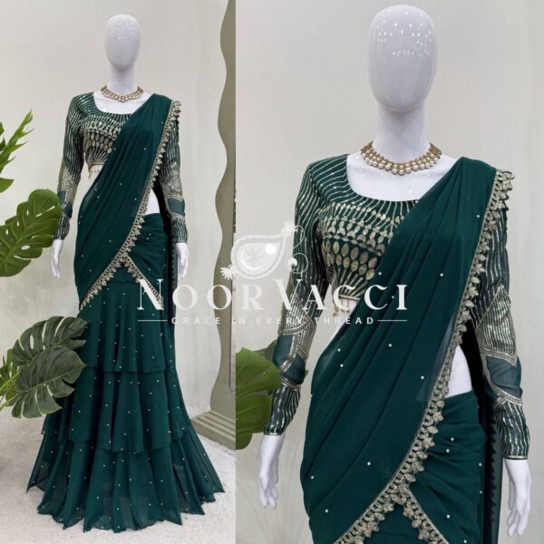 Buy Ready-to-Wear Lehenga Saree with Choli in Faux Georgette - Image 2