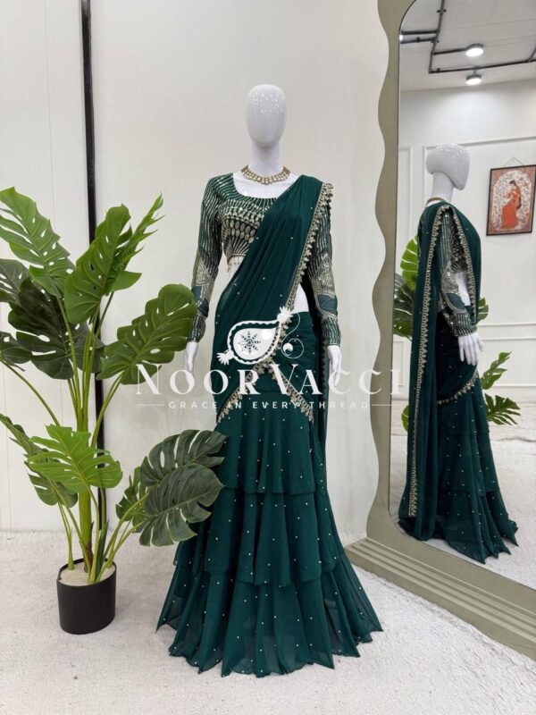 Buy Ready-to-Wear Lehenga Saree with Choli in Faux Georgette - Image 3