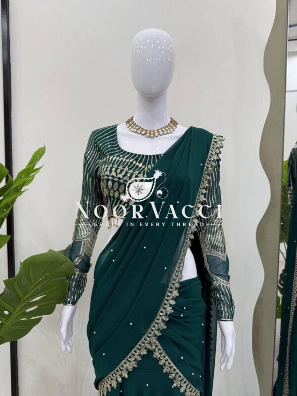 Buy Ready-to-Wear Lehenga Saree with Choli in Faux Georgette - Image 5