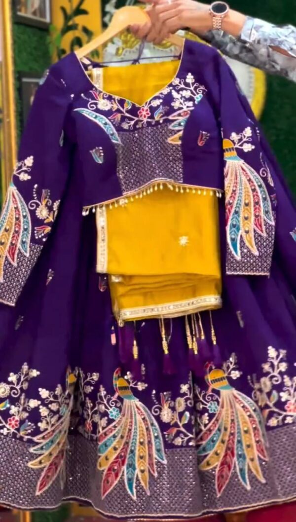 Shop Faux Georgette Fully Stitched Lehenga Set with Sequin Work and Dupatta - Image 12