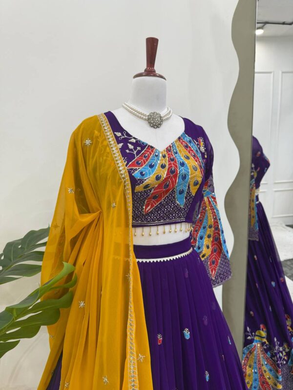 Shop Faux Georgette Fully Stitched Lehenga Set with Sequin Work and Dupatta - Image 5