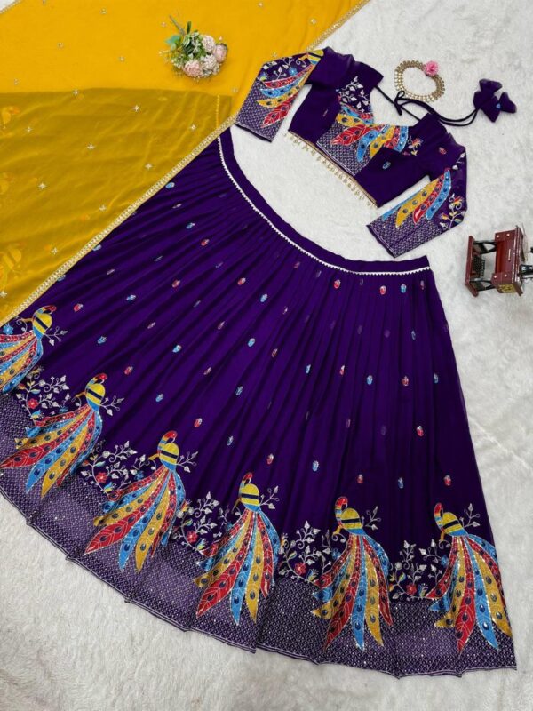 Shop Faux Georgette Fully Stitched Lehenga Set with Sequin Work and Dupatta - Image 8