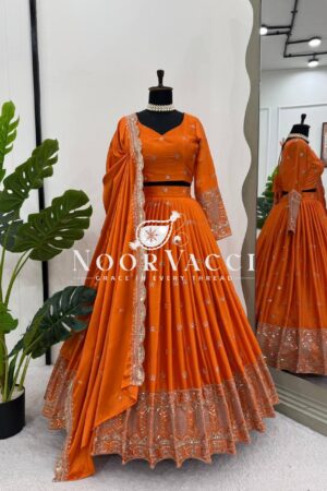 Shop Satin Silk Semi-Stitched Lehenga Set with Cutwork Dupatta