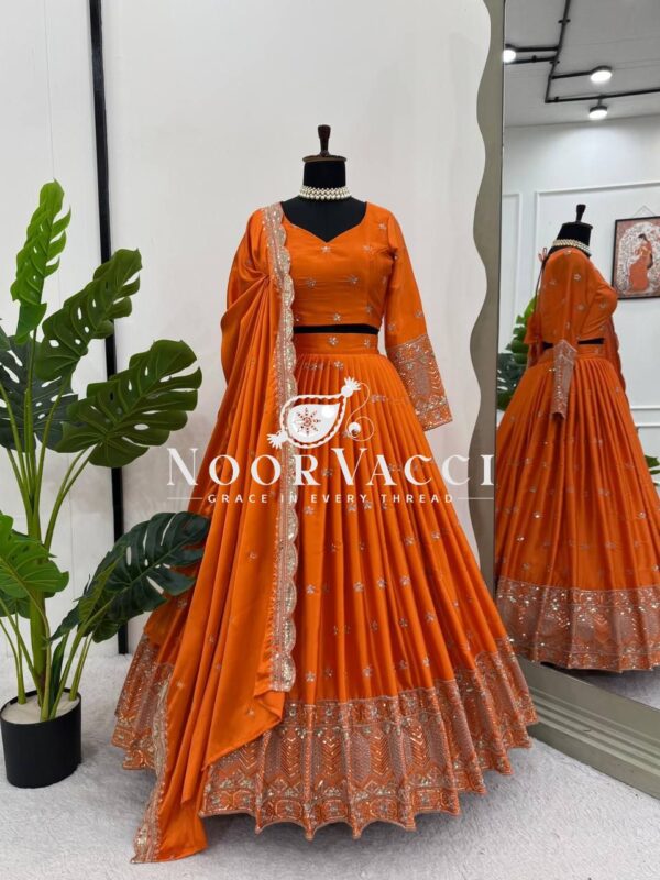 Shop Satin Silk Semi-Stitched Lehenga Set with Cutwork Dupatta