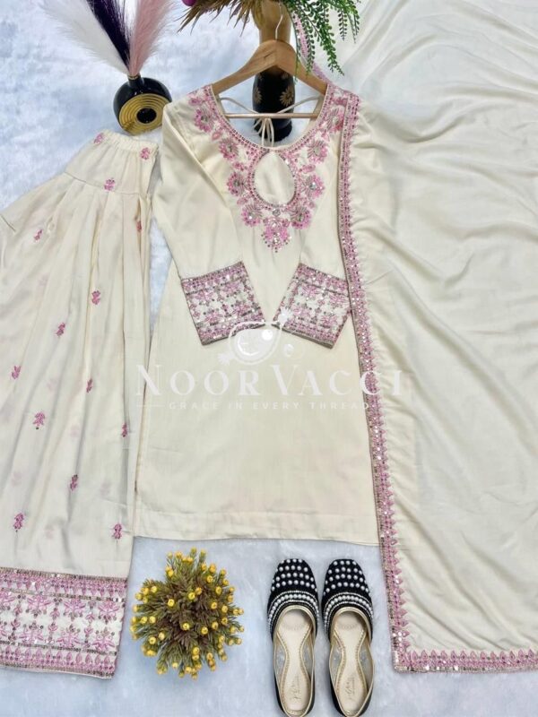 Buy Rayon Cotton Silk Farshi Salwar Set with Heavy Embroidery and Dupatta - Image 4