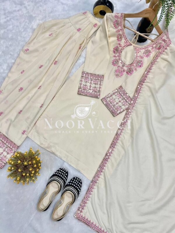 Buy Rayon Cotton Silk Farshi Salwar Set with Heavy Embroidery and Dupatta - Image 5