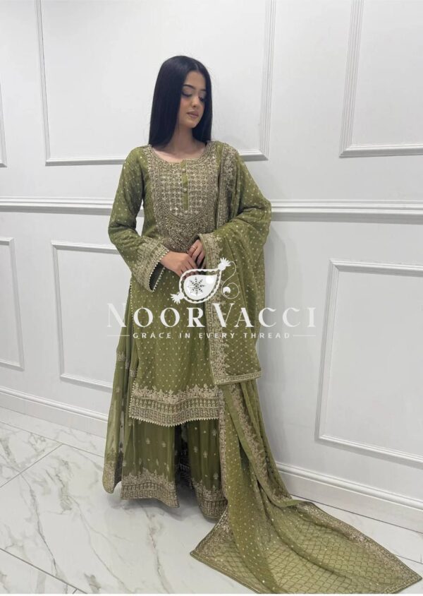 Buy Faux Georgette Sharara Set with Embroidery & Sequence Work