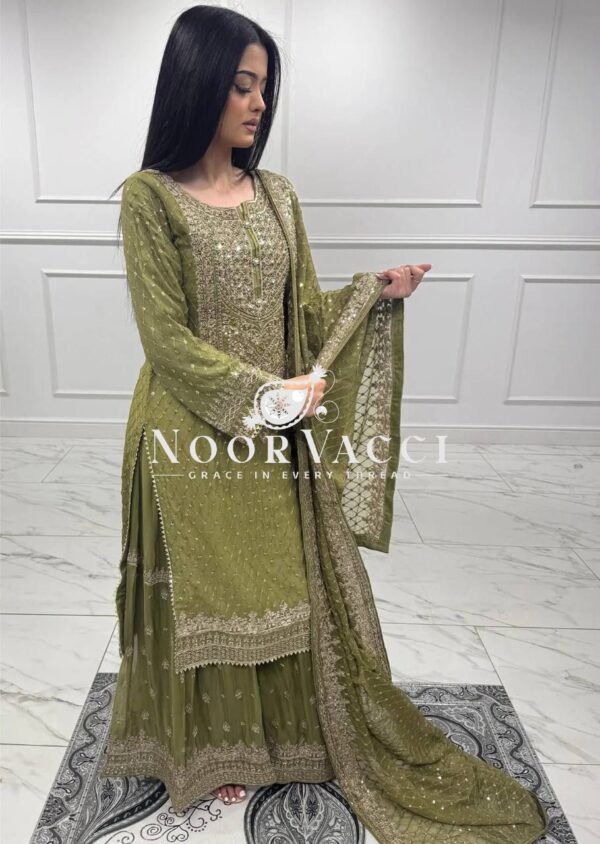 Buy Faux Georgette Sharara Set with Embroidery & Sequence Work - Image 4