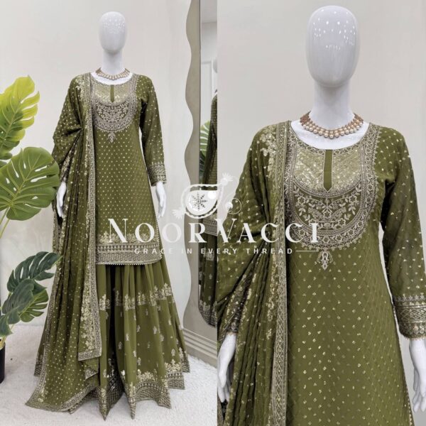 Buy Faux Georgette Sharara Set with Embroidery & Sequence Work - Image 5