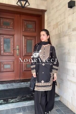 Buy Roman Silk Sharara Set with Sequence & Thread Embroidery