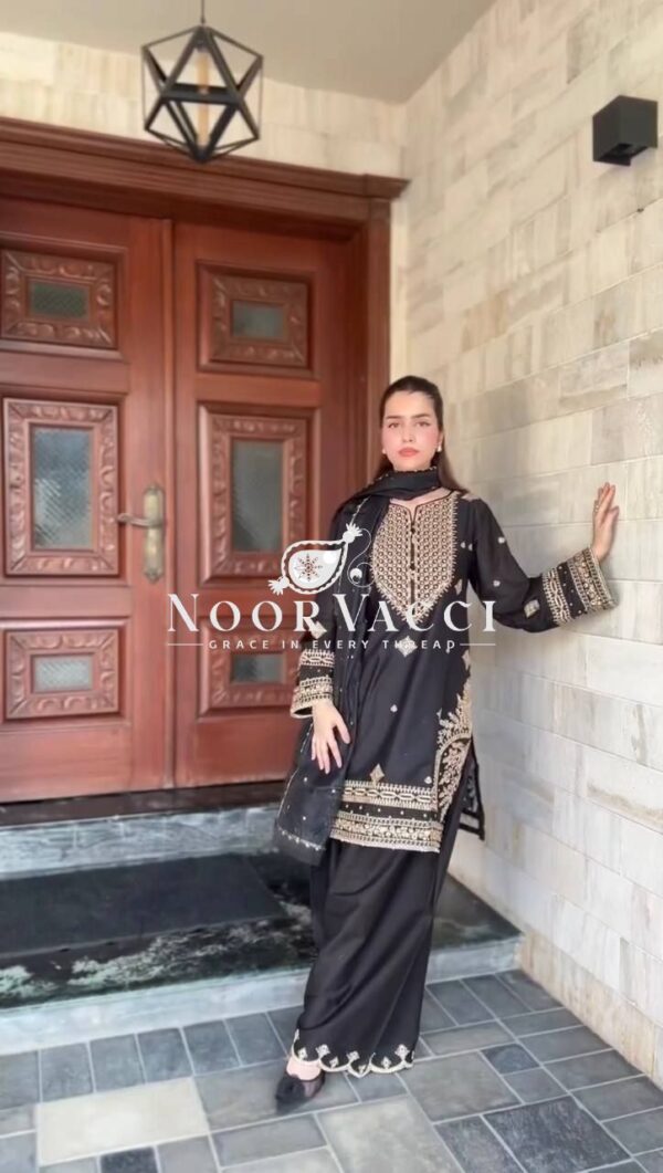 Buy Roman Silk Sharara Set with Sequence & Thread Embroidery - Image 5