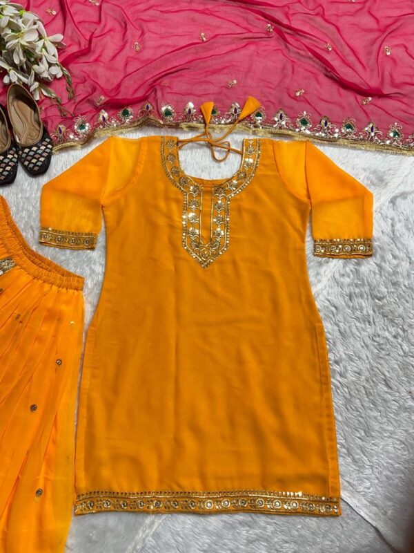 Designer Party Wear Dhoti Skirt Set with Embroidered Top - Image 3