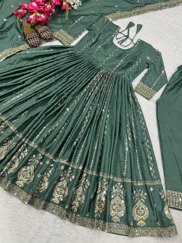 Designer Natural Crepe Anarkali Suit with Dupatta - Image 5