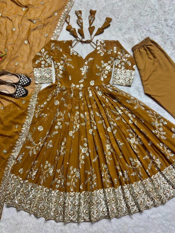 Faux Georgette Embroidered Anarkali Suit Set - Image 4