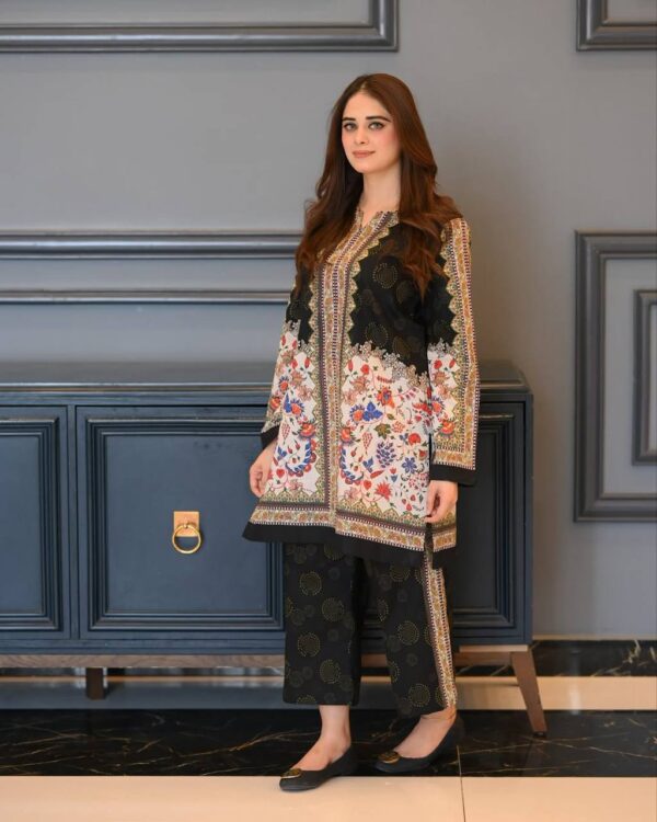 Designer Digital Print Co-ord Set in Pure Natural Crepe - Image 4