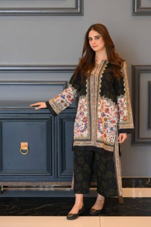 Designer Digital Print Co-ord Set in Pure Natural Crepe