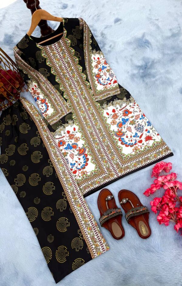 Designer Digital Print Co-ord Set in Pure Natural Crepe - Image 5
