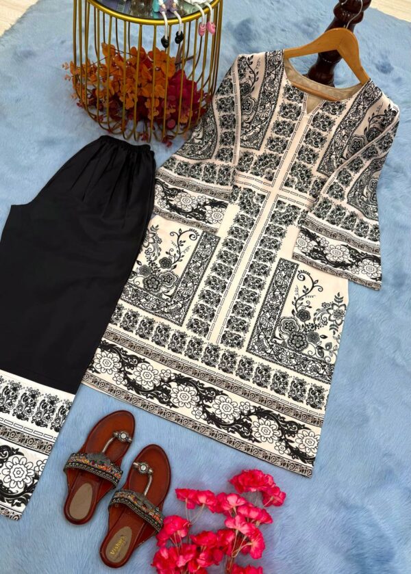 Designer Digital Print Co-ord Set in Pure Natural Crepe - Image 4