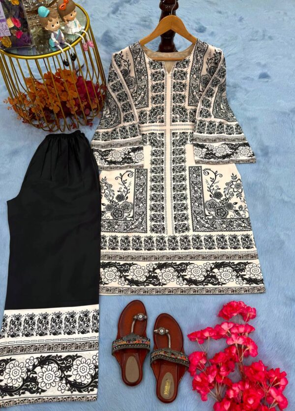 Designer Digital Print Co-ord Set in Pure Natural Crepe - Image 5
