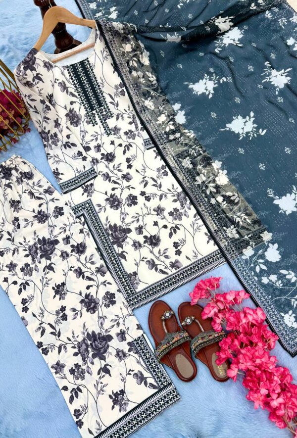 Designer Digital Print Co-ord Set with Dupatta in Pure Natural Crepe - Image 5