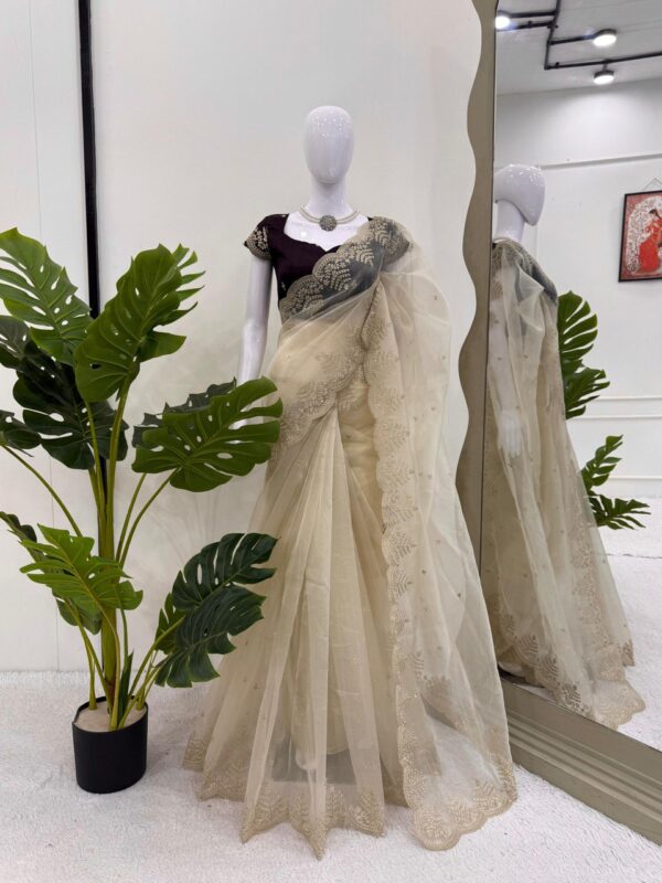 Satin Silk Party Wear Lehenga Saree with Thread & Sequence Embroidery