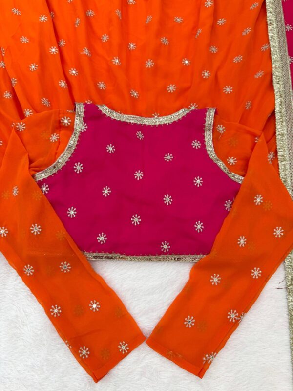 Faux Georgette Anarkali Suit Set with Embroidered Koti and Dupatta - Image 3