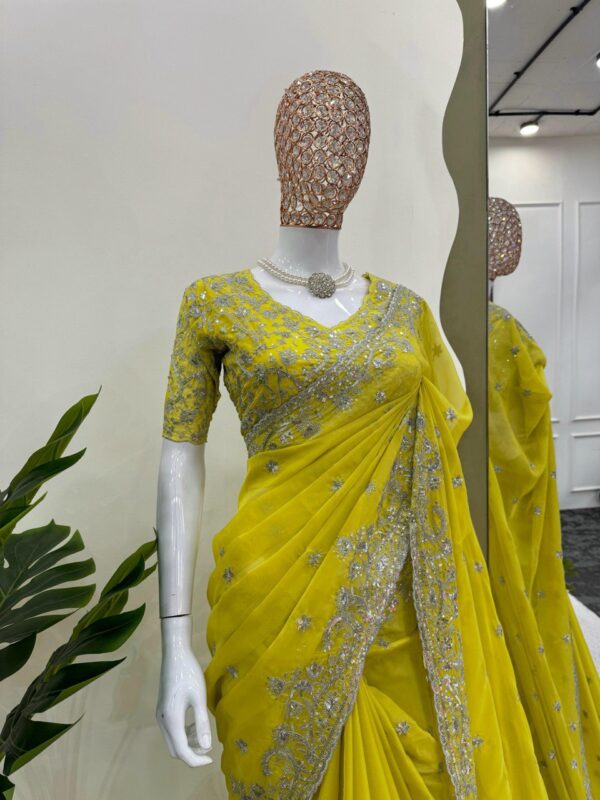 Tibby Silk Saree with All-Over Thread & Sequin Embroidery - Image 3
