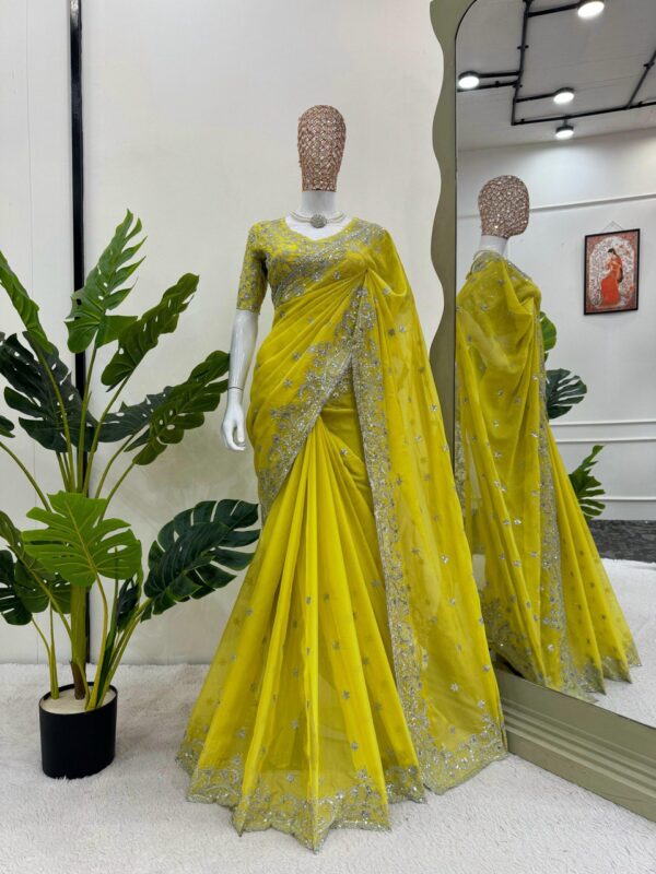 Tibby Silk Saree with All-Over Thread & Sequin Embroidery