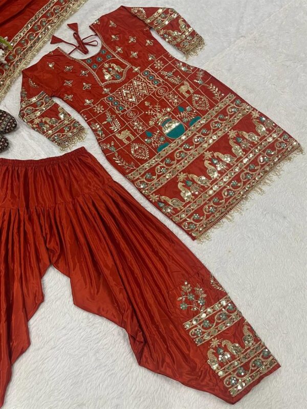 Natural Crepe Embroidered Dhoti Salwar Set - Image 5