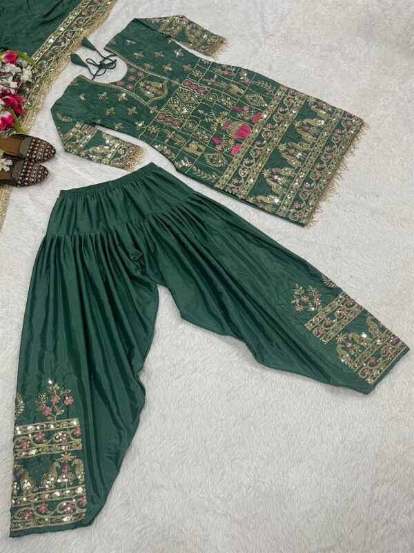 Natural Crepe Embroidered Dhoti Salwar Set - Image 4